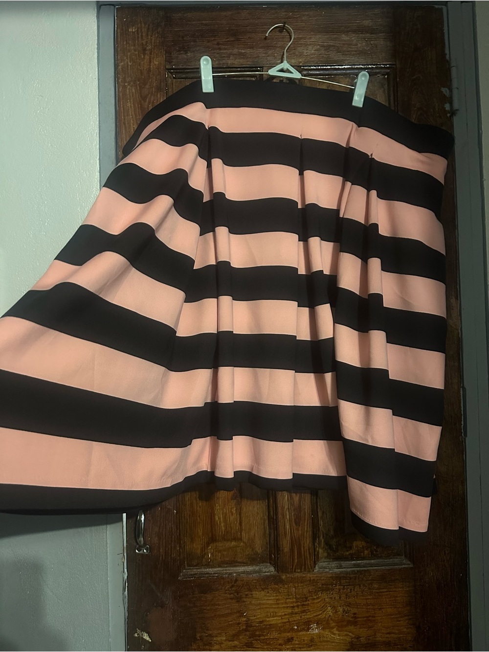Ashley Nell Tipton Pink and Black Horizontal Stripe Circle Skirt